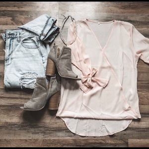 Blush Three Quarter Sleeve Blouse